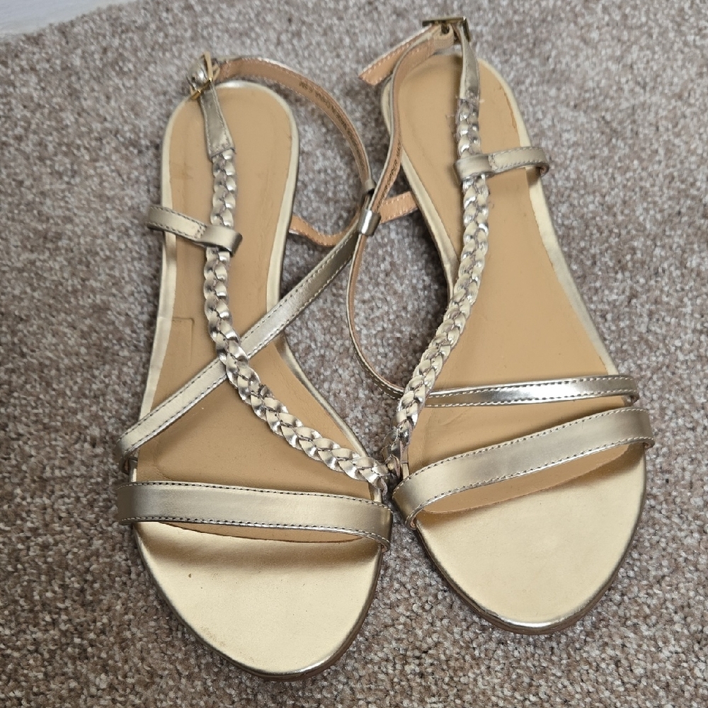 Talbots Gold Braided Strap Sandals